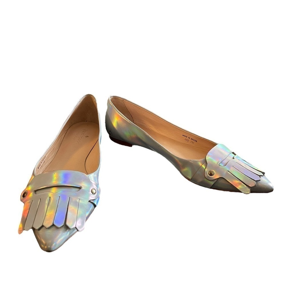 Kate Spade Metallic Fringe Pointed Toe Flats 7